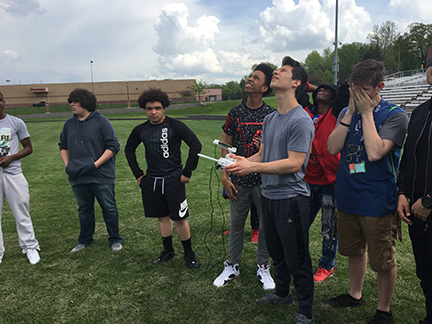 Ritenour High School students learn to fly a drone.